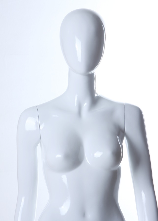 Female Fiberglass Glossy White LS7 Egghead Mannequin 