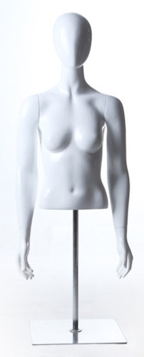 FEMALE EGGHEAD DRESS FORM TORSO WHITE GLOSS DBL5