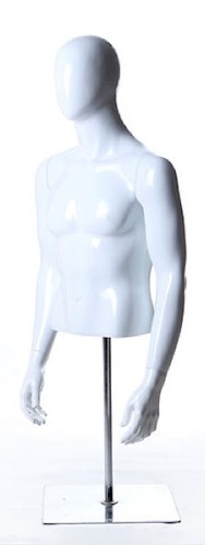 MALE EGGHEAD DRESS FORM TORSO WHITE GLOSS DBL6