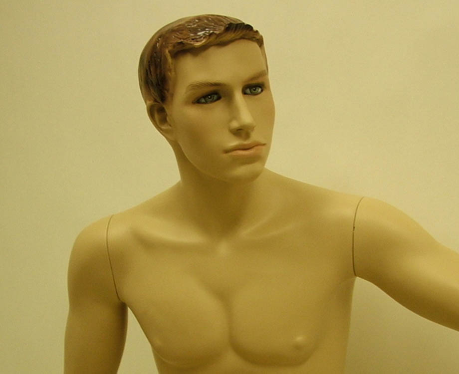 Male Fiberglass Sitting Mannequin Extended arm N-8